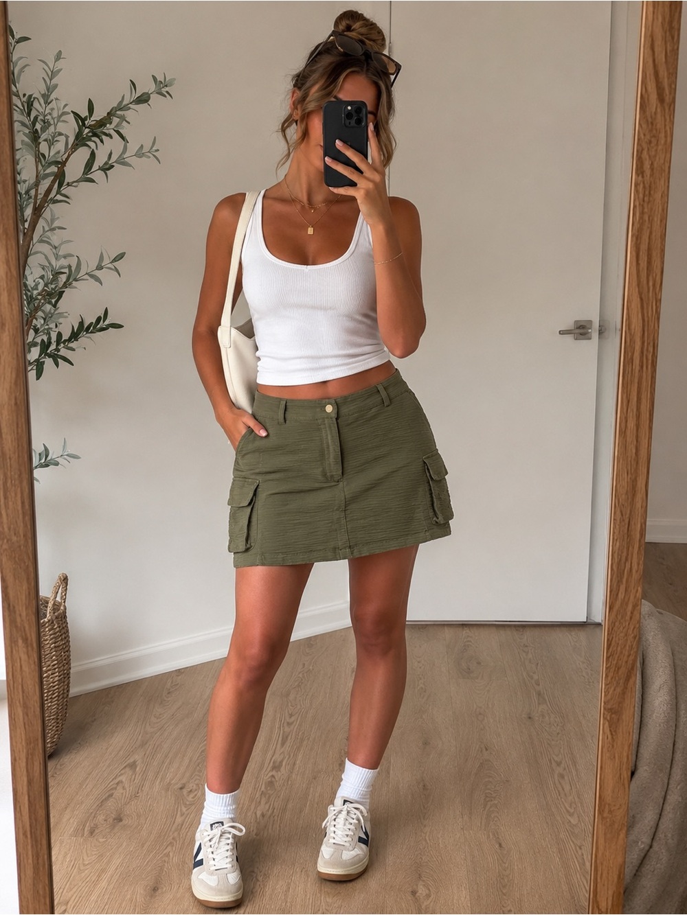 Laundry By Shelli Segal Olive Green Cargo Utility Skort Mini Women’s Size‎ Large